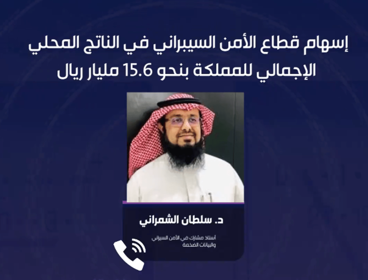 أكاديمي: إسهام قطاع الأمن السيبراني بالناتج المحلي الإجمالي وصل نحو 15.6 مليار ريال