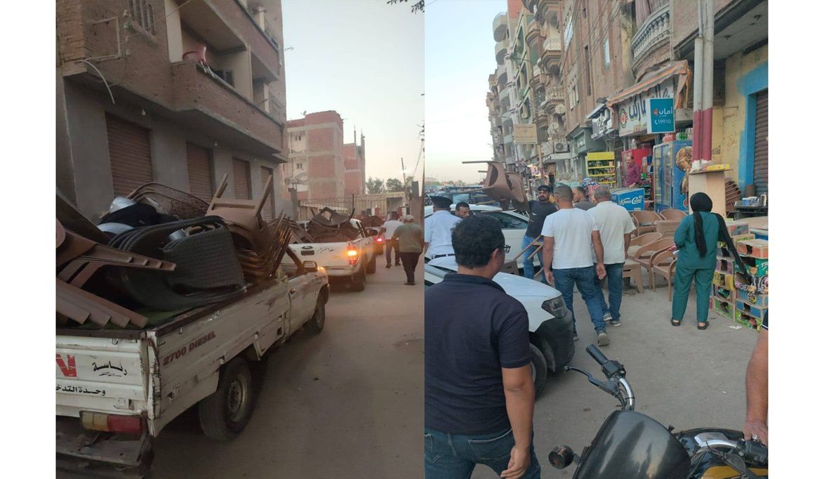 رفع كافة التعديات على حرم الطريق بشارع سعد زغلول وميدان الشهيد أحمد المنسي