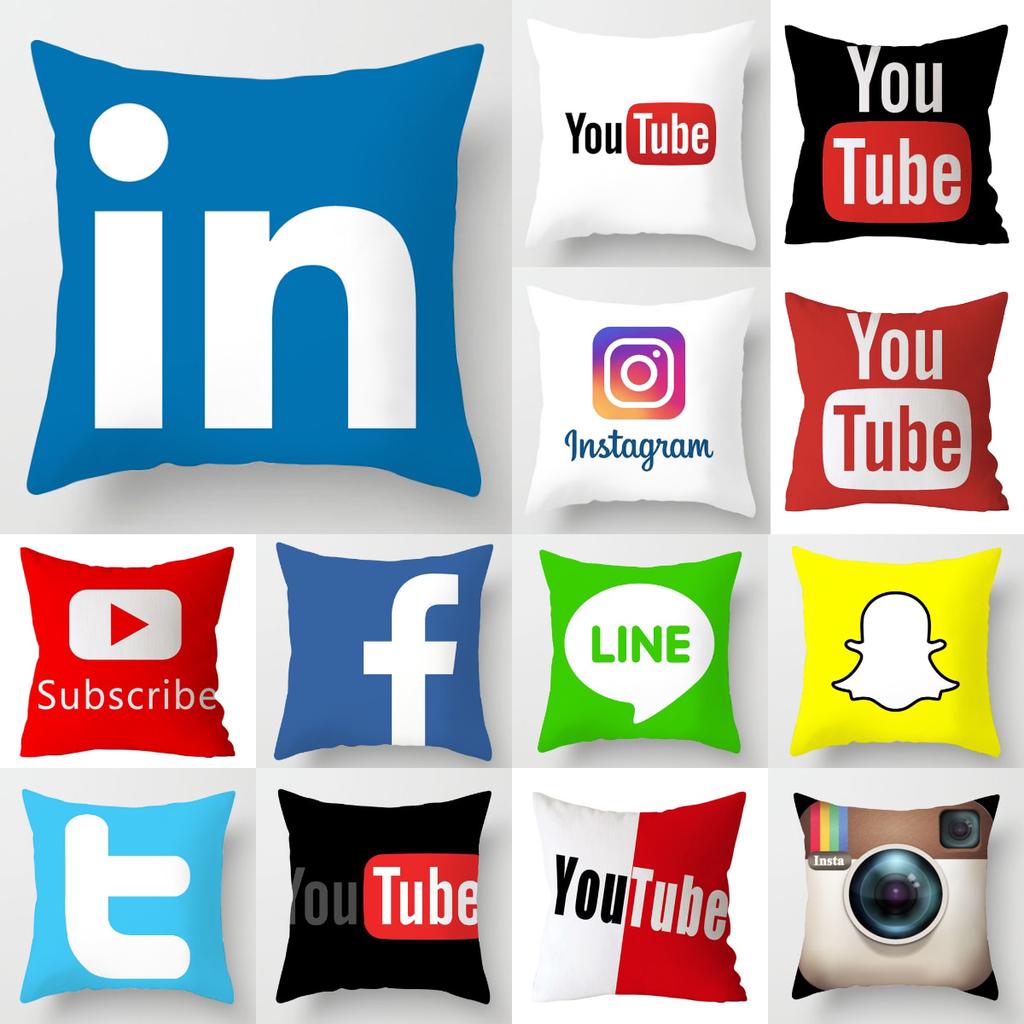 App العلامة التجارية الفيسبوك يوتيوب غطاء وسادة ديكور المنزل Snapchat  Instagram رمي الوسائد الزفاف عيد الميلاد الديكور المخدة اشتريه بسعر منخفض.  أسعار موفّرة وتوصيل مجاني وتقييمات حقيقية مع صور في Joom