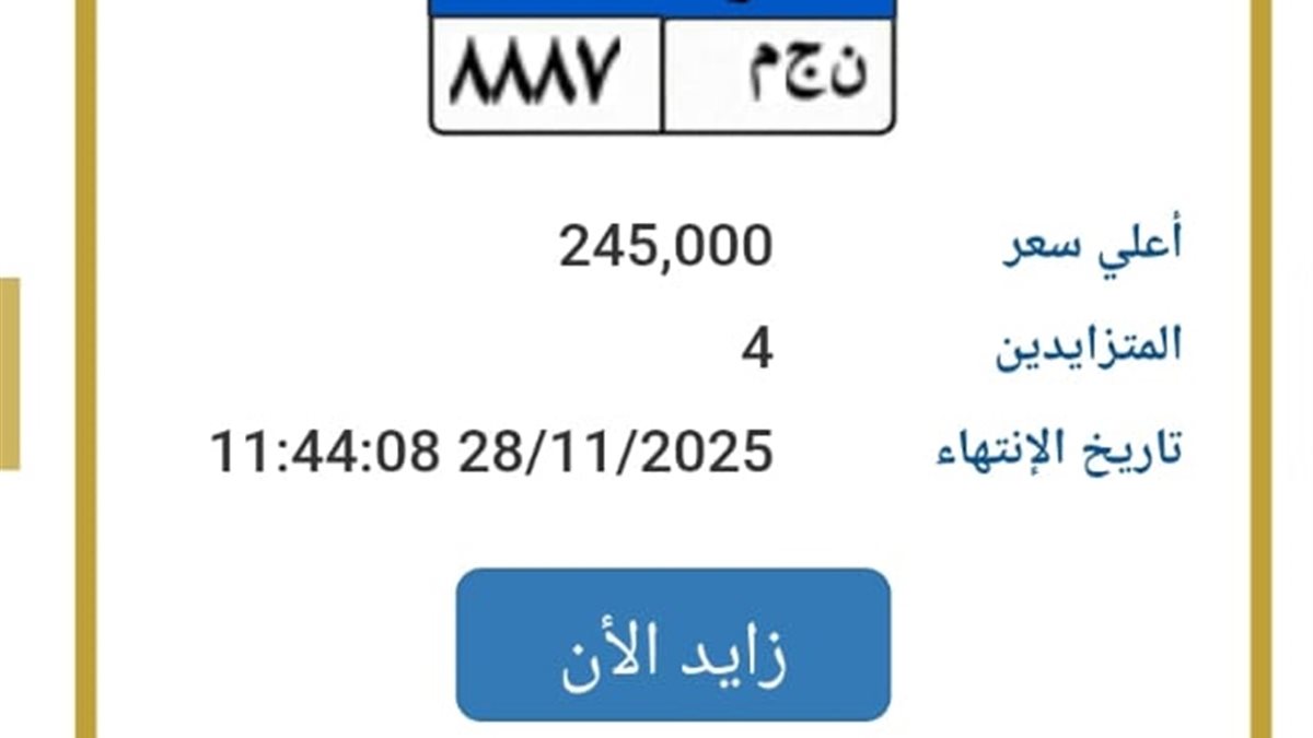 مزاد اللوحات المميزة في مصر”ن ج م ٨٨٨٧” تدعم صندوق تحيا مصر