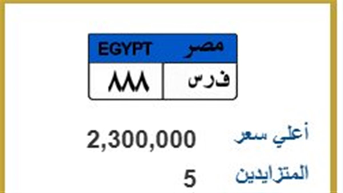 صراع المليونيرات على لوحة ف ر س 888.. والسعر يقفز لـ2.3 مليون