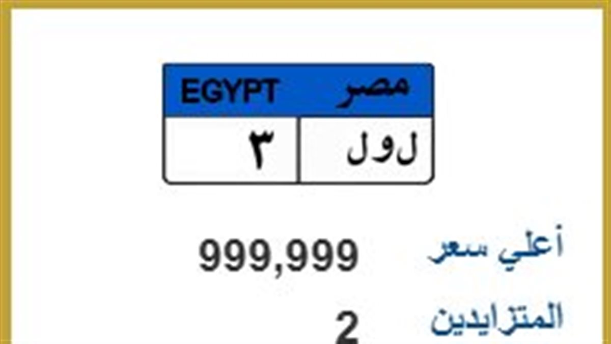 مزاد لوحات المرور يشتعل.. «ل و ل 3» تلامس المليون جنيه