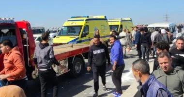 إصابة 9 أشخاص فى حادث تصادم على طريق بلبيس – العاشر