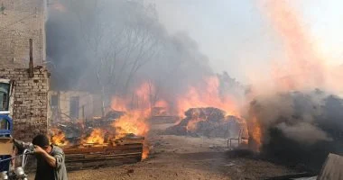 اندلاع حريق في شونة كتان بالغربية والدفع بسيارات المطافئ لإخماد النيران