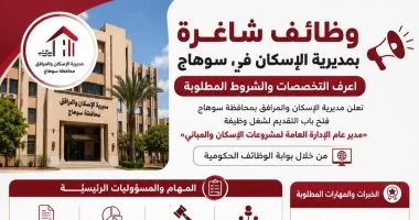 فتح باب التقدم لوظيفة مدير عام الإدارة العامة لمشروعات الإسكان بسوهاج