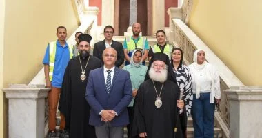 محافظ الإسكندرية وبابا الروم الأرثوذكس يتفقدان مبنى مدرسة أفيروف التاريخي